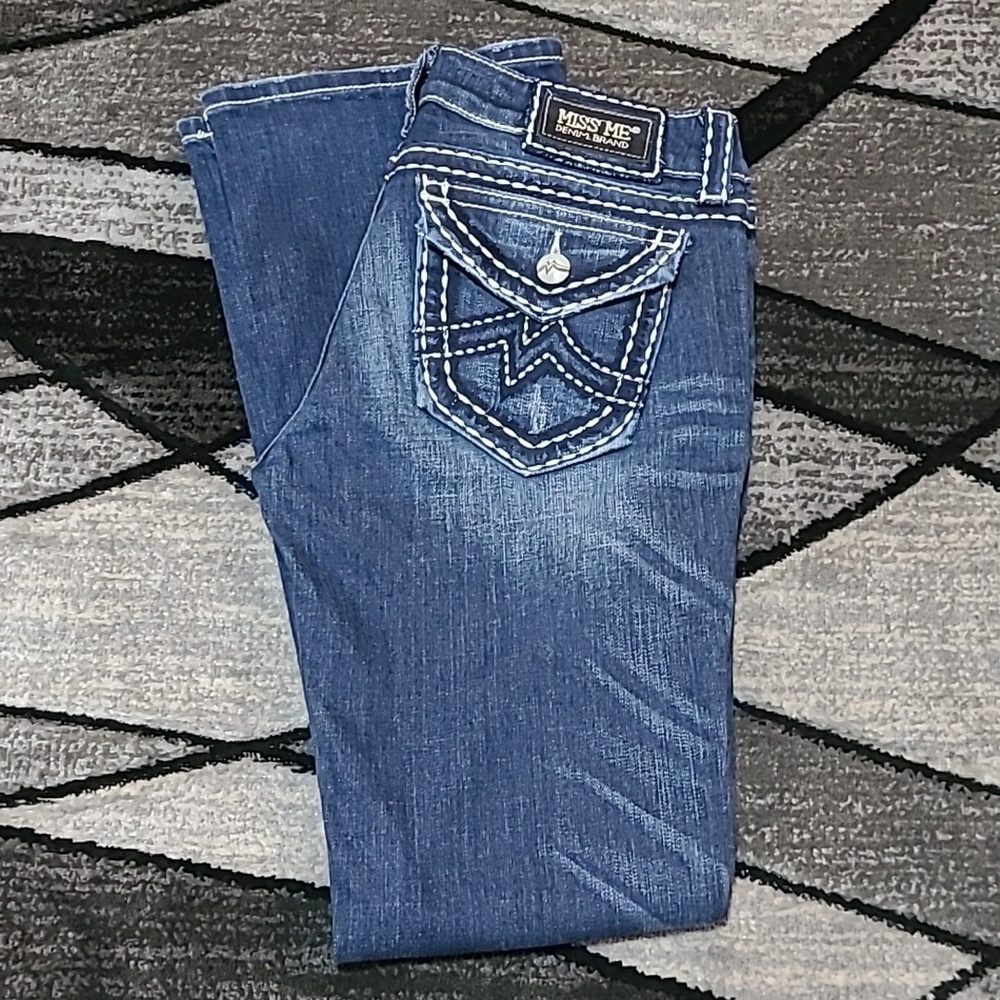 MISS ME EMBROIDERED IRENE BOOT-CUT DENIM JEAN